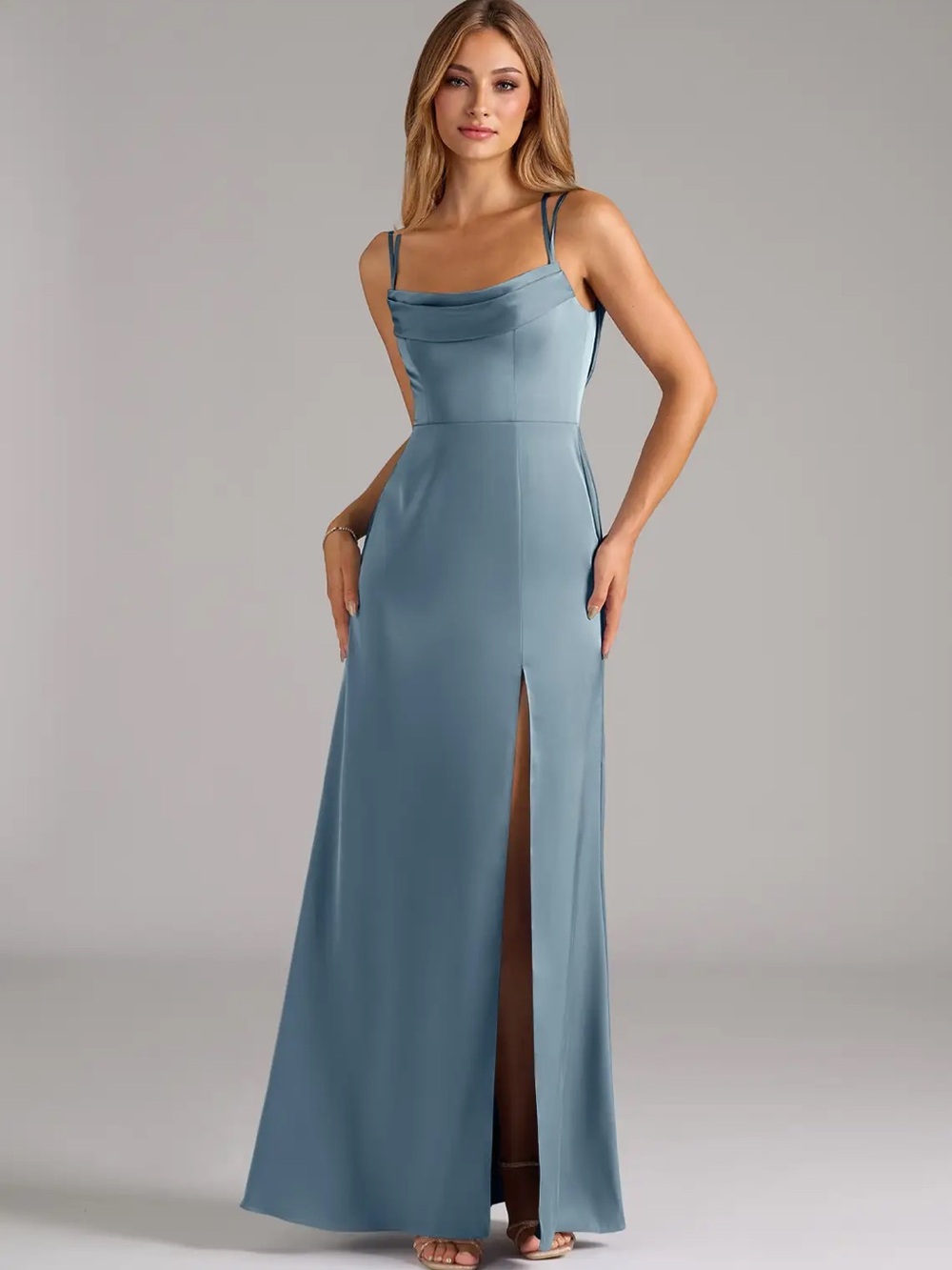 Azazie Callan Bridesmaid Dress size A6 dusty blue NEW! - Picture 10 of 10